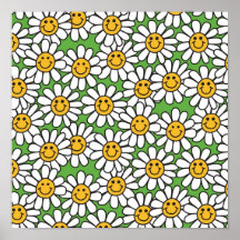 Mönster för Smileydaisyblommor Affischer