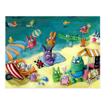 Monster på stranden vykort