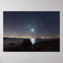 Moonset över drottning strand posters