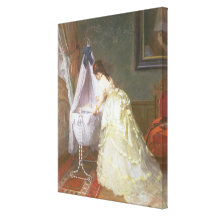 Mor och baby, 1869 (olja på panel) sträckta kanvas tryck