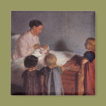 Mor- och barnnyfödd bebiskonst av Anna Ancher magneter