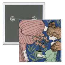 Mor och dotter - art nouveau nål