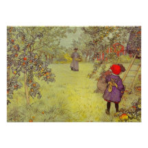 Mor och dotter i den Apple fruktträdgården Inbjudningskort
