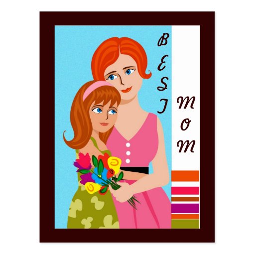 Mor och dotter vykort