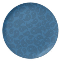 Mörk - blått Paisley. Dinner Plate