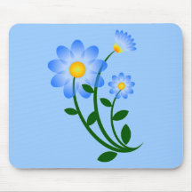 Mörk - blåttblommamousepad med äggblåttbakgrund musmattor