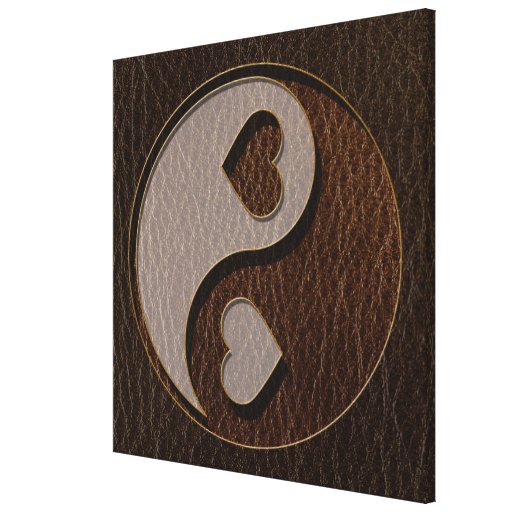 Mörk för Läder-Look Yin Yang hjärta Sträckt Canvastryck