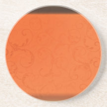 Mörk - orange damastast bröllopgåva glasunderlägg