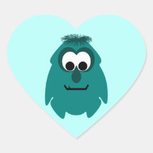 Mörkt Cyan monster för fånig lite Hjärtformade Klistermärken