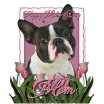 Mors dag - rosa tulpan - Boston Terrier Photo Sculptures