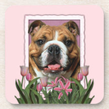 Mors dag - rosa tulpan - bulldogg underlägg