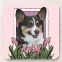 Mors dag - rosa tulpan - Corgi - Owen Dryck Underlägg