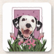 Mors dag - rosa tulpan - Dalmatian Kopp Underlägg