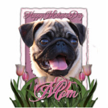 Mors dag - rosa tulpan - mops photo cutout