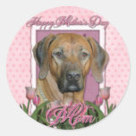 Mors dag - rosa tulpan - Rhodesian Ridgeback Klistermärken