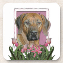 Mors dag - rosa tulpan - Rhodesian Ridgeback Underlägg