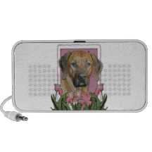 Mors dag - rosa tulpan - Rhodesian Ridgeback Laptop Speakers
