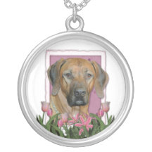 Mors dag - rosa tulpan - Rhodesian Ridgeback Personliga Halsband