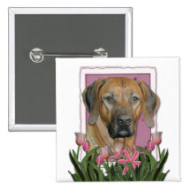 Mors dag - rosa tulpan - Rhodesian Ridgeback Knapp Med Nål