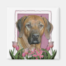 Mors dag - rosa tulpan - Rhodesian Ridgeback Magneter