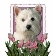 Mors dag - rosa tulpan - västra höglands- Terrier Photo Cutouts