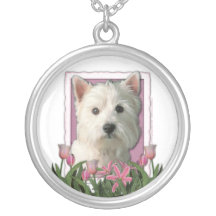 Mors dag - rosa tulpan - västra höglands- Terrier Hängsmycken