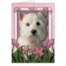 Mors dag - rosa tulpan - västra höglands- Terrier Hälsnings Kort