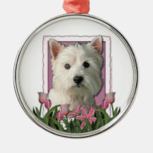 Mors dag - rosa tulpan - västra höglands- Terrier Julgranskula