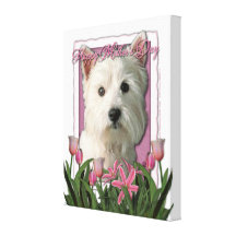 Mors dag - rosa tulpan - Westie Sträckt Kanvastryck