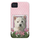 Mors dag - rosa tulpan - Westie iPhone 4 Case-Mate Skydd