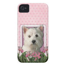 Mors dag - rosa tulpan - Westie iPhone 4 Case-Mate Skydd
