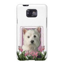 Mors dag - rosa tulpan - Westie Samsung Galaxy S2 Fodral
