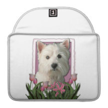 Mors dag - rosa tulpan - Westie Sleeve För MacBook Pro