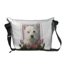 Mors dag - rosa tulpan - Westie Messenger Bag