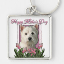 Mors dag - rosa tulpan - Westie Nyckelringar