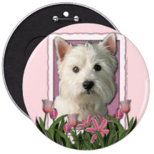 Mors dag - rosa tulpan - Westie Pins