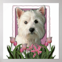 Mors dag - rosa tulpan - Westie Print