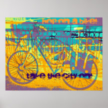 Motivational vibrerande stads- cykel print