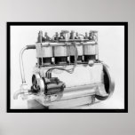 Motor 1911 för Wright broderflygplan Affisch