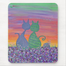 Mousepad - två katter i tulporna mus mattor