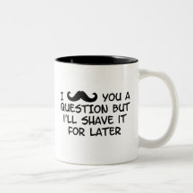 Moustache dig en ifrågasätta kaffe koppar