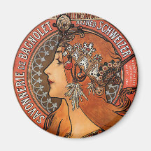 Mucha - art nouveau magneter för kylskåp