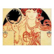 Mucha ~-flicka från den Brooklyn utställningaffisc Vykort
