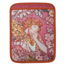 Mucha kvinna bland blommaart nouveauipad sleeve