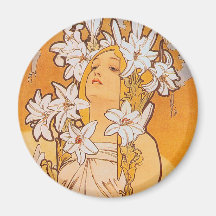 Mucha "lilja" - blommor kylskåpmagneter