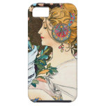 Mucha Primrose och fjäder iPhone 5 Case-Mate Fodral