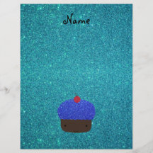 Muffin för glitter för personlignamnblått flygblad designs