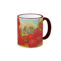 Mugg för kaffe för konst för låda för jordgubbevin