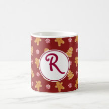 Mugg för kaka för pepparkaka för r-Monogramjul