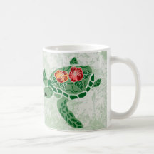 Mugg för sköldpadda för hibiskusblommahav